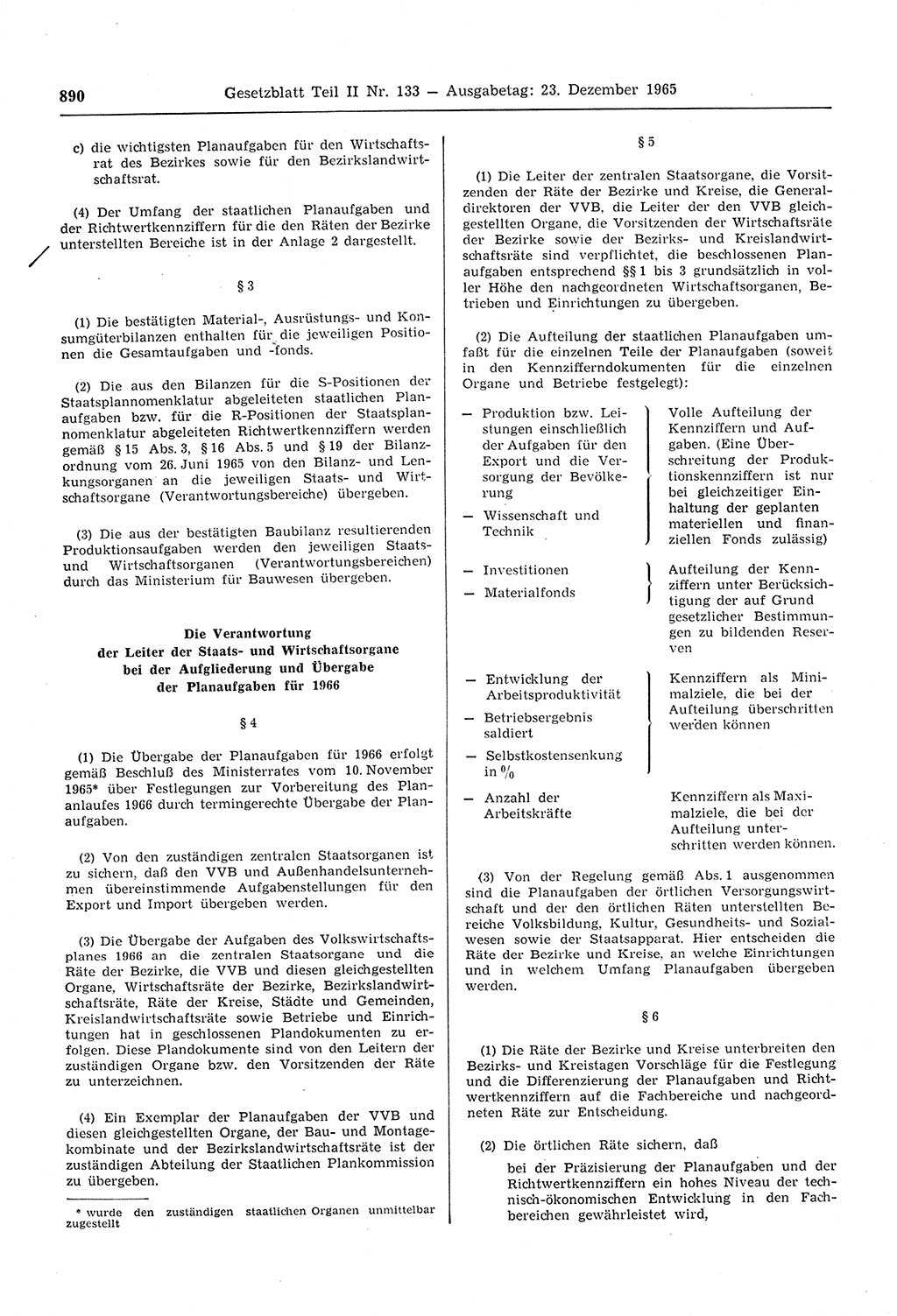 Gesetzblatt (GBl.) der Deutschen Demokratischen Republik (DDR) Teil ⅠⅠ 1965, Seite 890 (GBl. DDR ⅠⅠ 1965, S. 890)