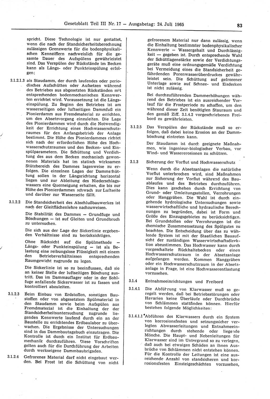 Gesetzblatt (GBl.) der Deutschen Demokratischen Republik (DDR) Teil ⅠⅠⅠ 1965, Seite 83 (GBl. DDR ⅠⅠⅠ 1965, S. 83)