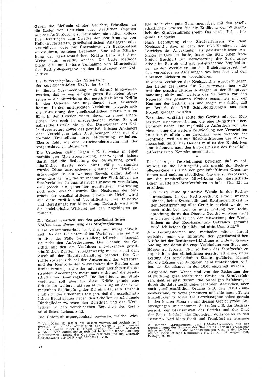 Neue Justiz (NJ), Zeitschrift für Recht und Rechtswissenschaft [Deutsche Demokratische Republik (DDR)], 19. Jahrgang 1965, Seite 44 (NJ DDR 1965, S. 44)