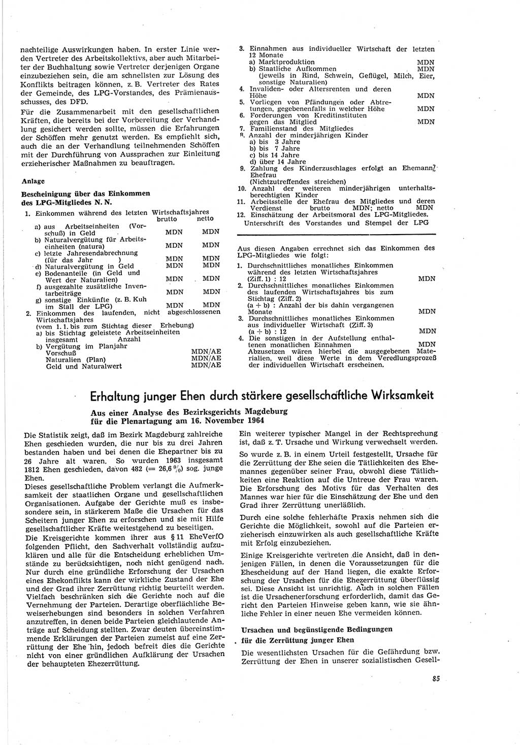 Neue Justiz (NJ), Zeitschrift für Recht und Rechtswissenschaft [Deutsche Demokratische Republik (DDR)], 19. Jahrgang 1965, Seite 85 (NJ DDR 1965, S. 85)