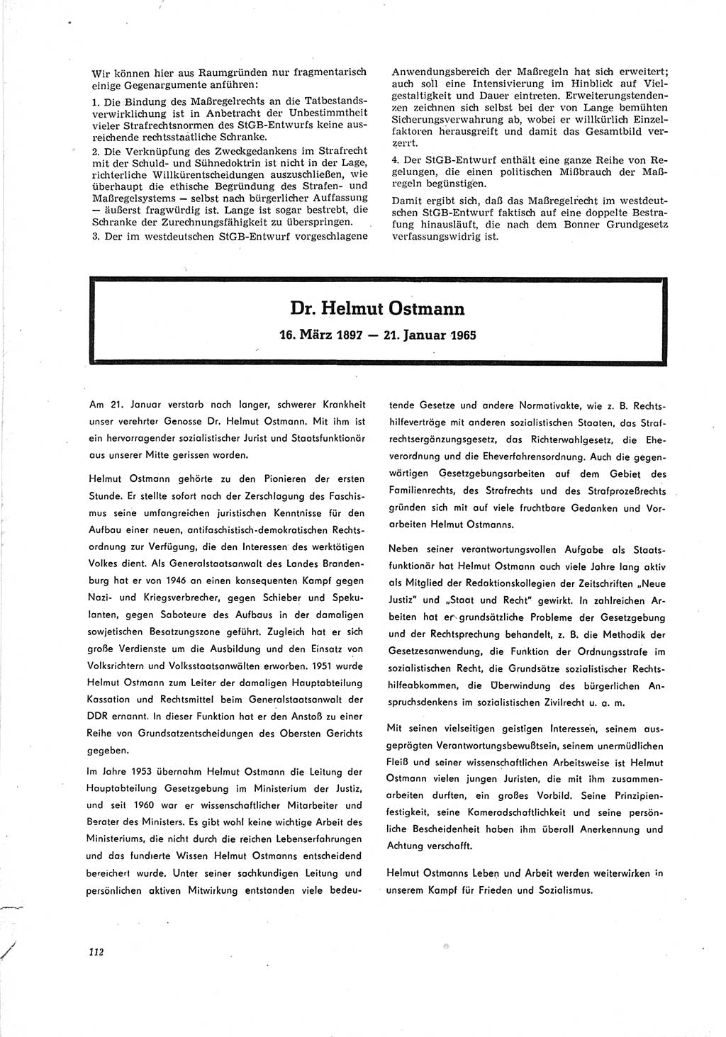 Neue Justiz (NJ), Zeitschrift für Recht und Rechtswissenschaft [Deutsche Demokratische Republik (DDR)], 19. Jahrgang 1965, Seite 112 (NJ DDR 1965, S. 112)