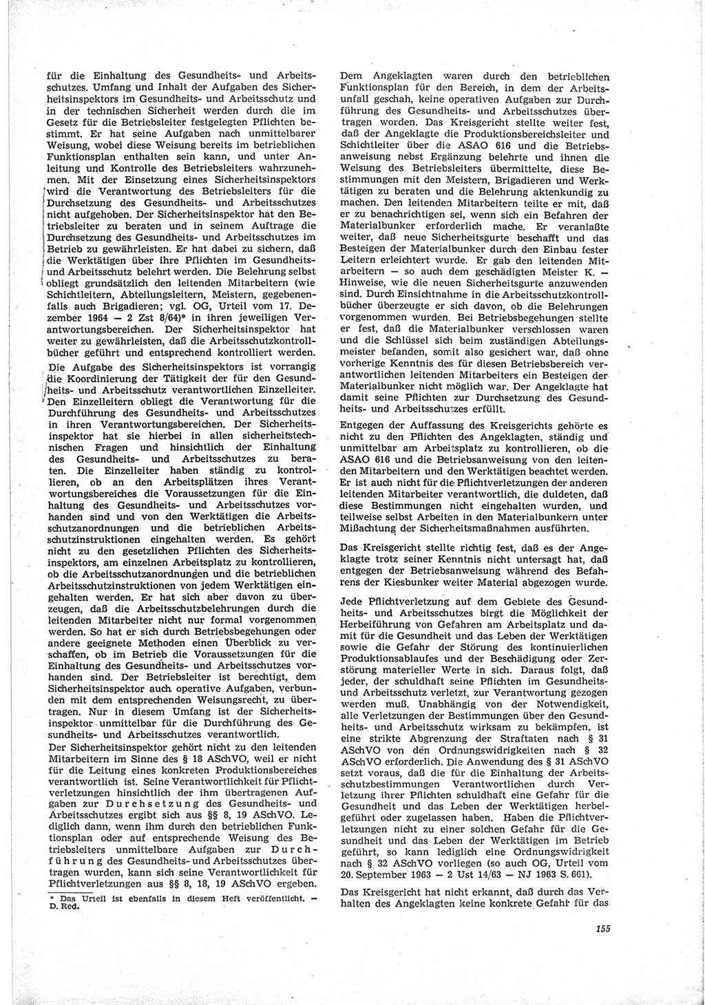 Neue Justiz (NJ), Zeitschrift für Recht und Rechtswissenschaft [Deutsche Demokratische Republik (DDR)], 19. Jahrgang 1965, Seite 155 (NJ DDR 1965, S. 155)