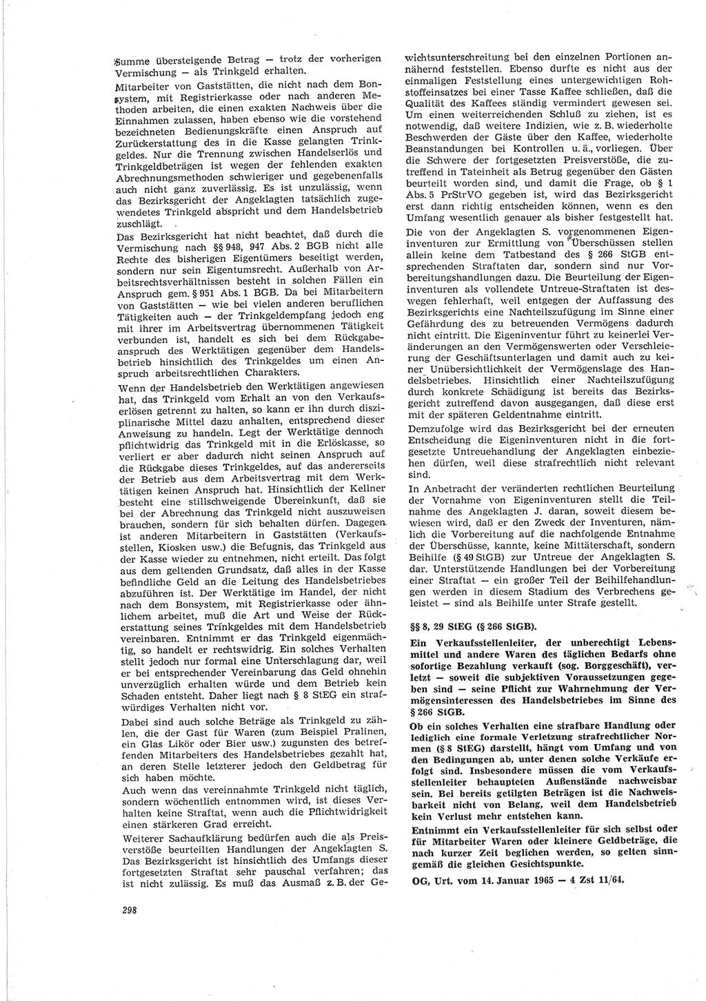 Neue Justiz (NJ), Zeitschrift für Recht und Rechtswissenschaft [Deutsche Demokratische Republik (DDR)], 19. Jahrgang 1965, Seite 298 (NJ DDR 1965, S. 298)