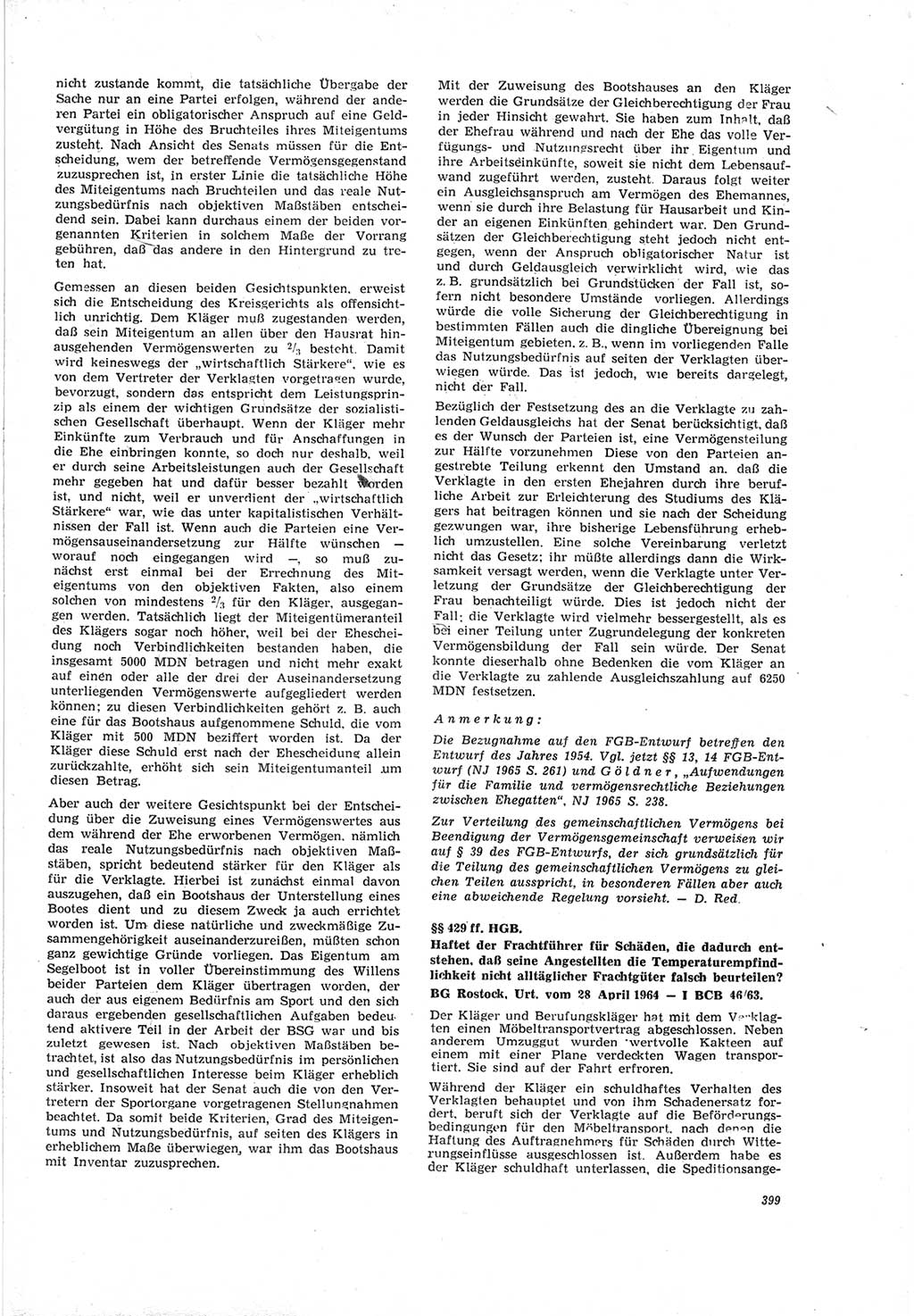 Neue Justiz (NJ), Zeitschrift für Recht und Rechtswissenschaft [Deutsche Demokratische Republik (DDR)], 19. Jahrgang 1965, Seite 399 (NJ DDR 1965, S. 399)