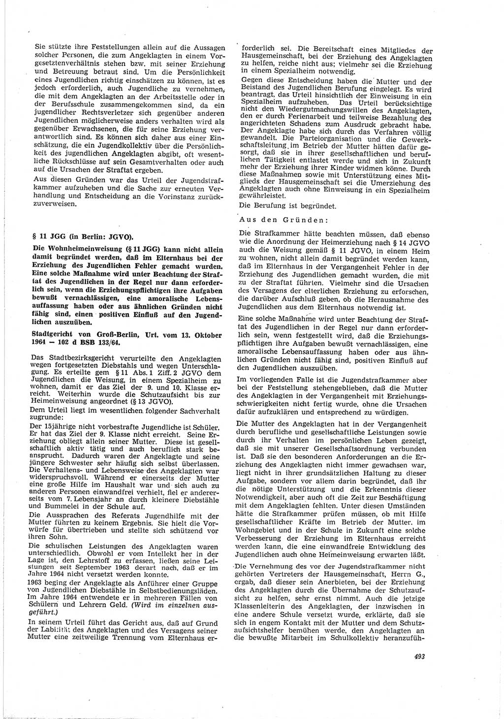 Neue Justiz (NJ), Zeitschrift für Recht und Rechtswissenschaft [Deutsche Demokratische Republik (DDR)], 19. Jahrgang 1965, Seite 493 (NJ DDR 1965, S. 493)