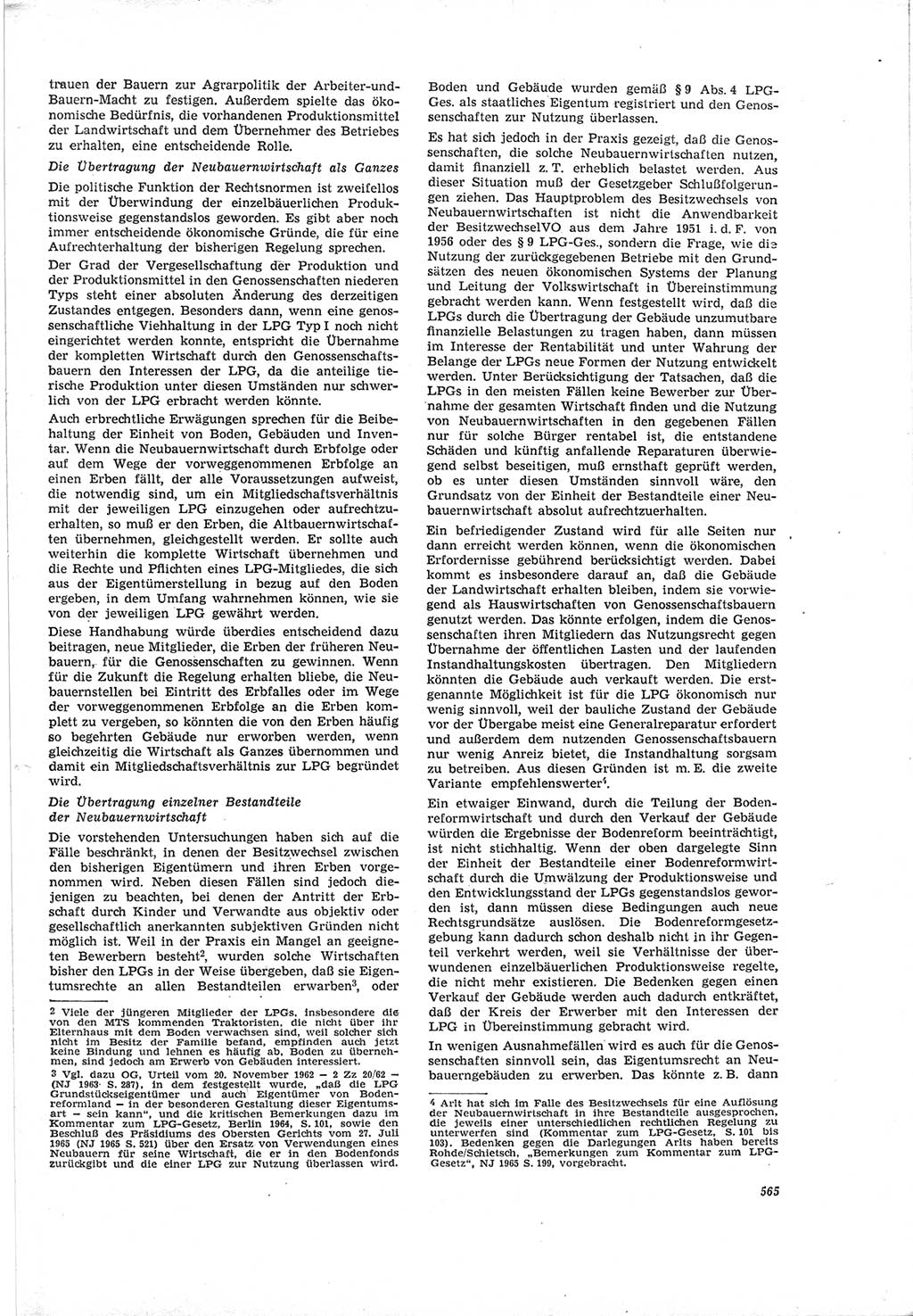 Neue Justiz (NJ), Zeitschrift für Recht und Rechtswissenschaft [Deutsche Demokratische Republik (DDR)], 19. Jahrgang 1965, Seite 565 (NJ DDR 1965, S. 565)