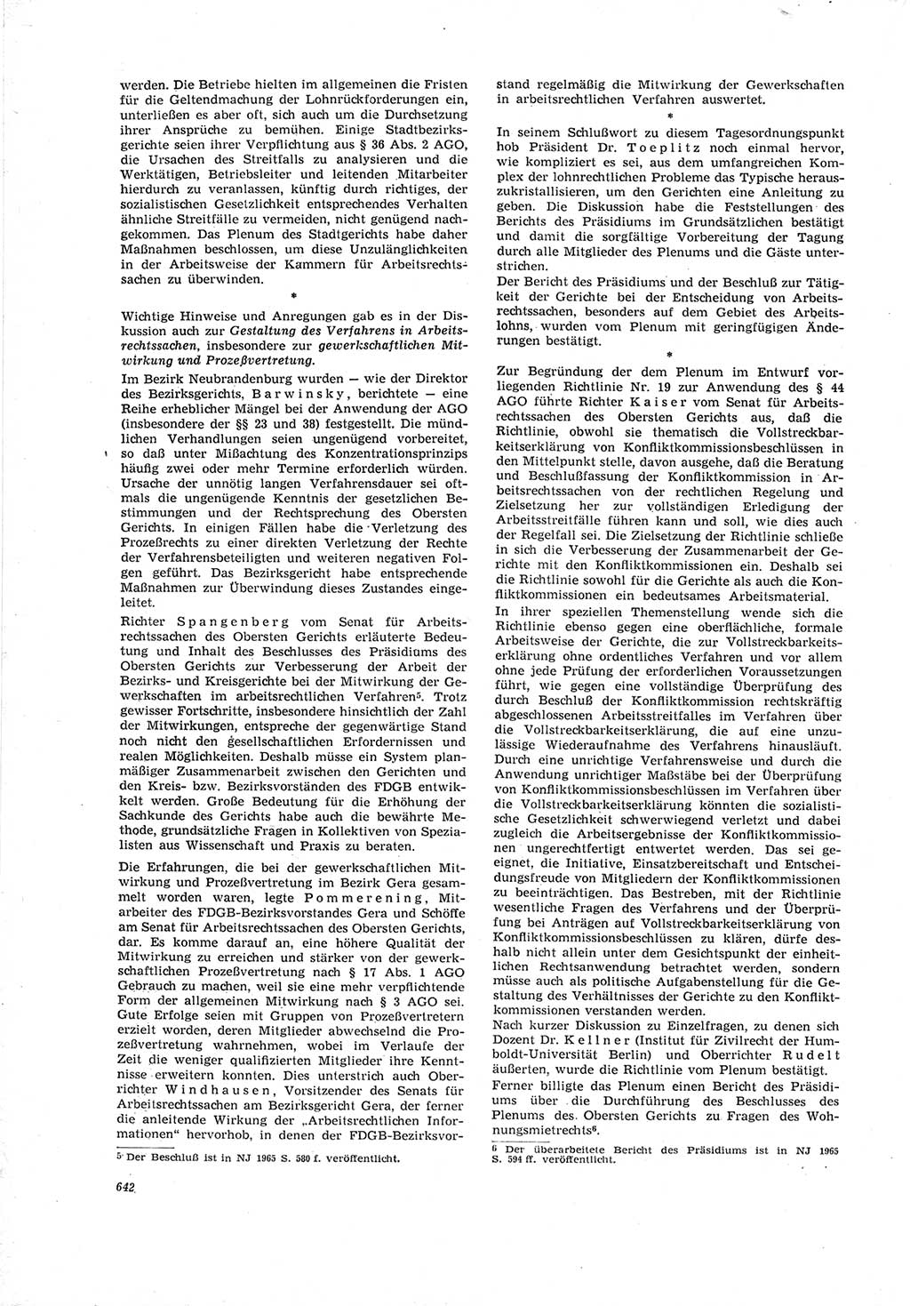Neue Justiz (NJ), Zeitschrift für Recht und Rechtswissenschaft [Deutsche Demokratische Republik (DDR)], 19. Jahrgang 1965, Seite 642 (NJ DDR 1965, S. 642)