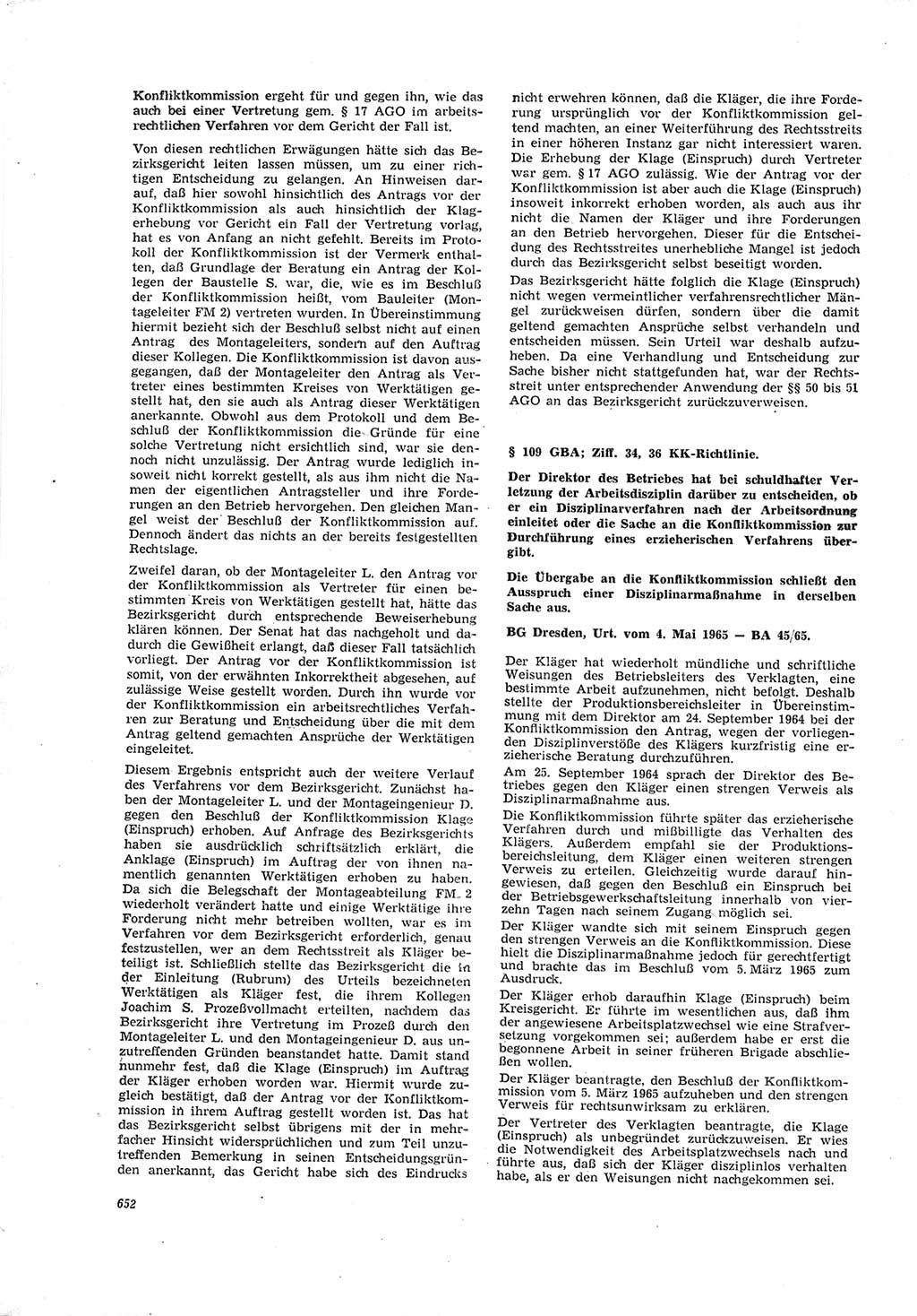 Neue Justiz (NJ), Zeitschrift für Recht und Rechtswissenschaft [Deutsche Demokratische Republik (DDR)], 19. Jahrgang 1965, Seite 652 (NJ DDR 1965, S. 652)