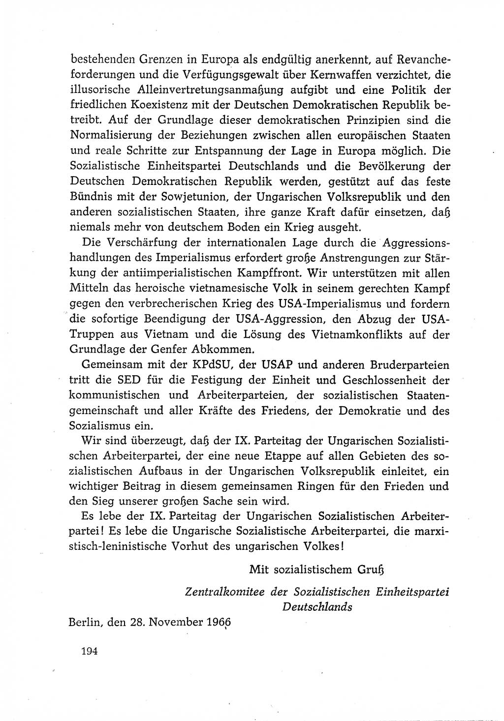 Dokumente der Sozialistischen Einheitspartei Deutschlands (SED) [Deutsche Demokratische Republik (DDR)] 1966-1967, Seite 194 (Dok. SED DDR 1966-1967, S. 194)