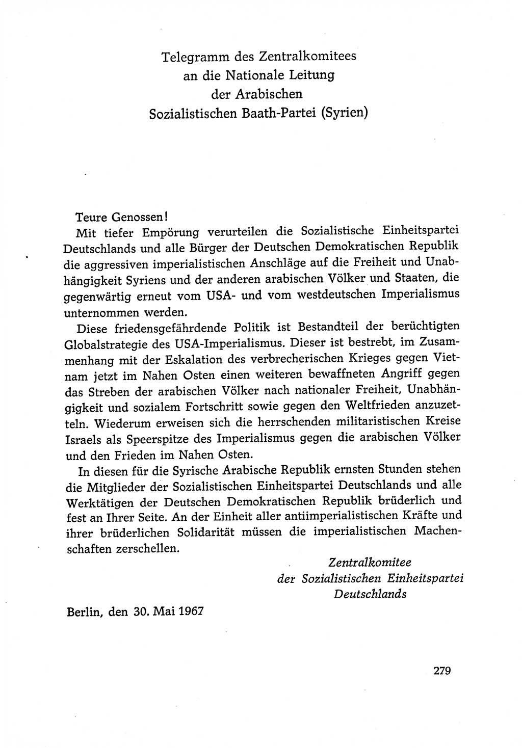 Dokumente der Sozialistischen Einheitspartei Deutschlands (SED) [Deutsche Demokratische Republik (DDR)] 1966-1967, Seite 279 (Dok. SED DDR 1966-1967, S. 279)