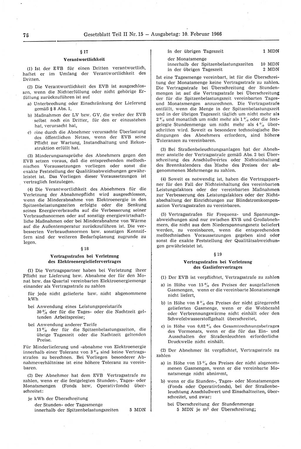 Gesetzblatt (GBl.) der Deutschen Demokratischen Republik (DDR) Teil ⅠⅠ 1966, Seite 76 (GBl. DDR ⅠⅠ 1966, S. 76)