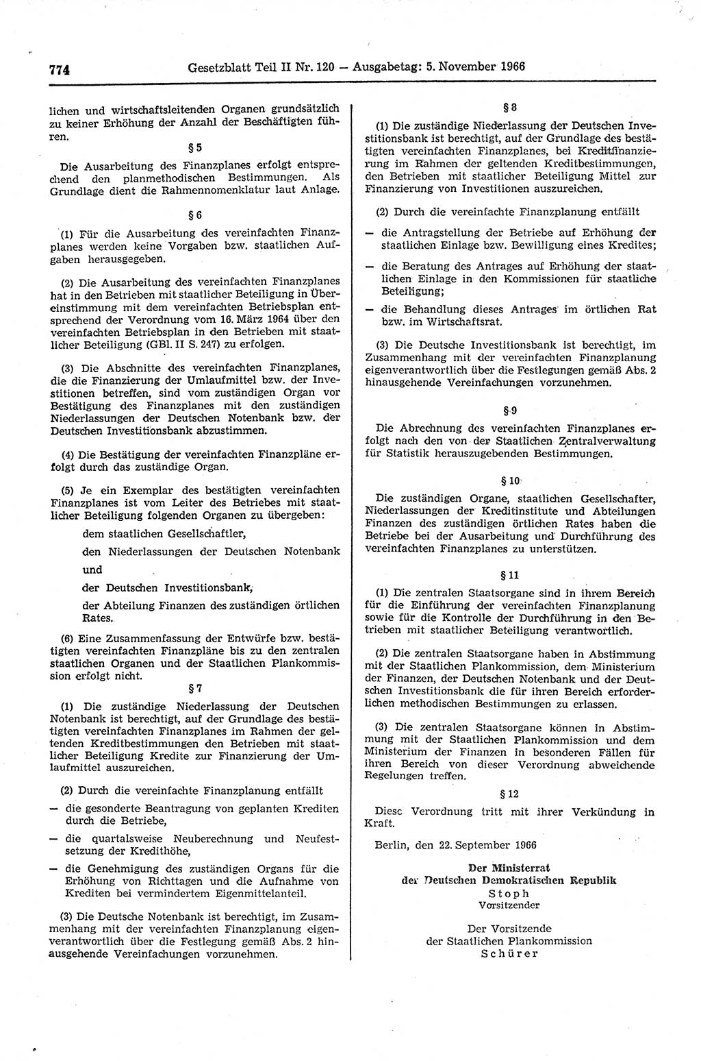 Gesetzblatt (GBl.) der Deutschen Demokratischen Republik (DDR) Teil ⅠⅠ 1966, Seite 774 (GBl. DDR ⅠⅠ 1966, S. 774)