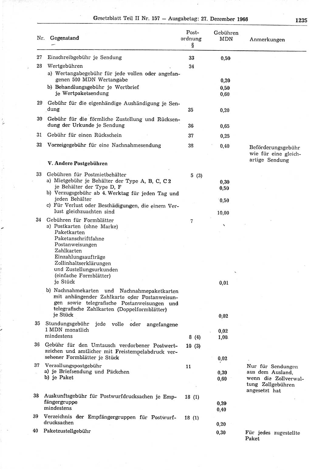 Gesetzblatt (GBl.) der Deutschen Demokratischen Republik (DDR) Teil ⅠⅠ 1966, Seite 1235 (GBl. DDR ⅠⅠ 1966, S. 1235)