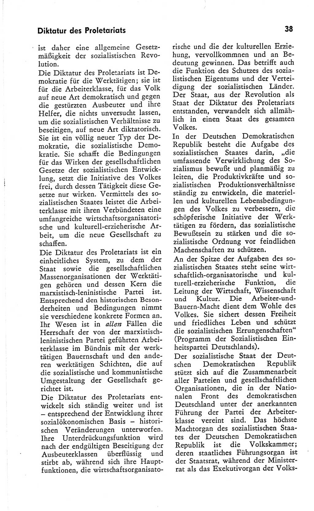 Kleines Wörterbuch der marxistisch-leninistischen Philosophie [Deutsche Demokratische Republik (DDR)] 1966, Seite 38 (Kl. Wb. ML Phil. DDR 1966, S. 38)