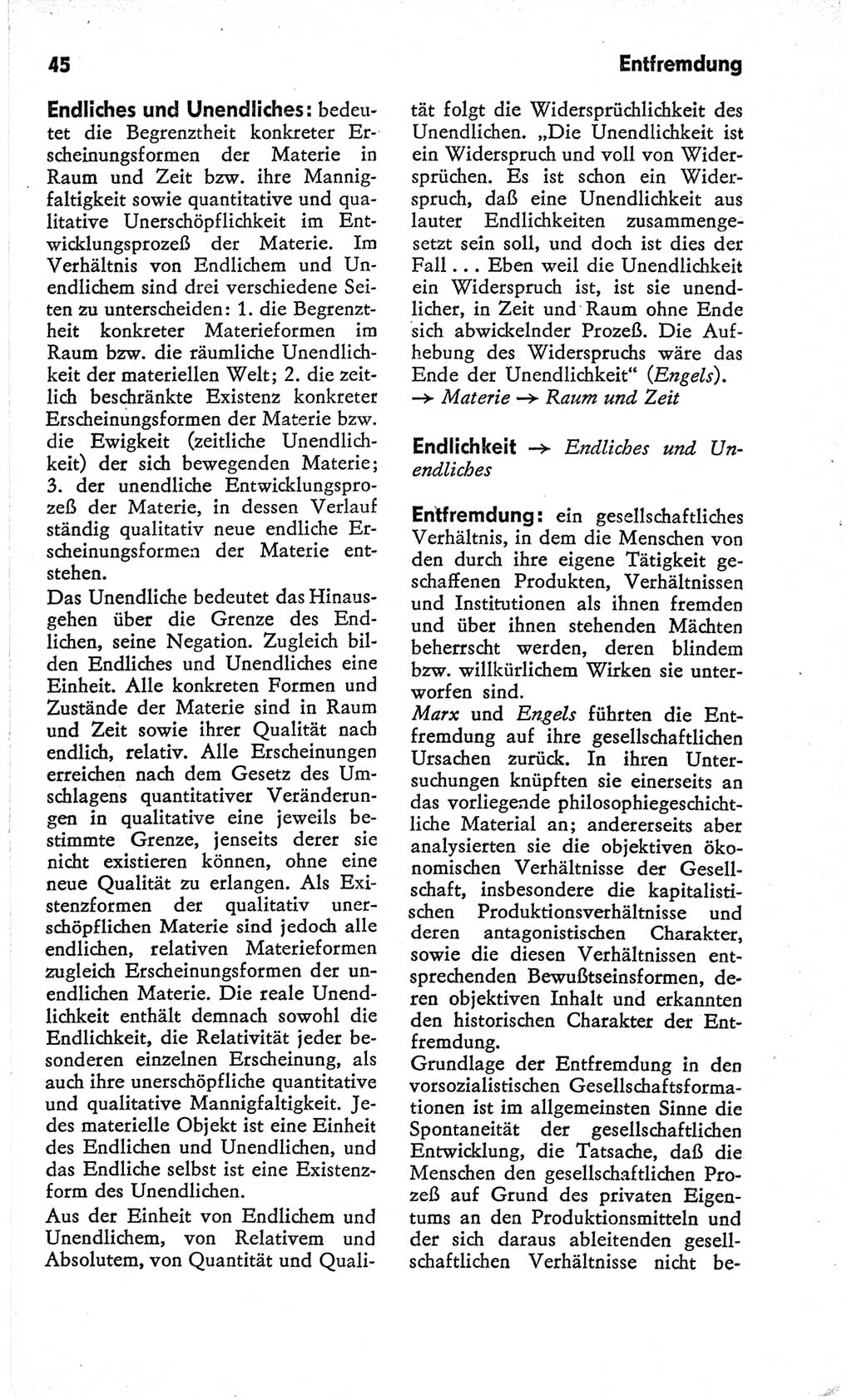 Kleines Wörterbuch der marxistisch-leninistischen Philosophie [Deutsche Demokratische Republik (DDR)] 1966, Seite 45 (Kl. Wb. ML Phil. DDR 1966, S. 45)