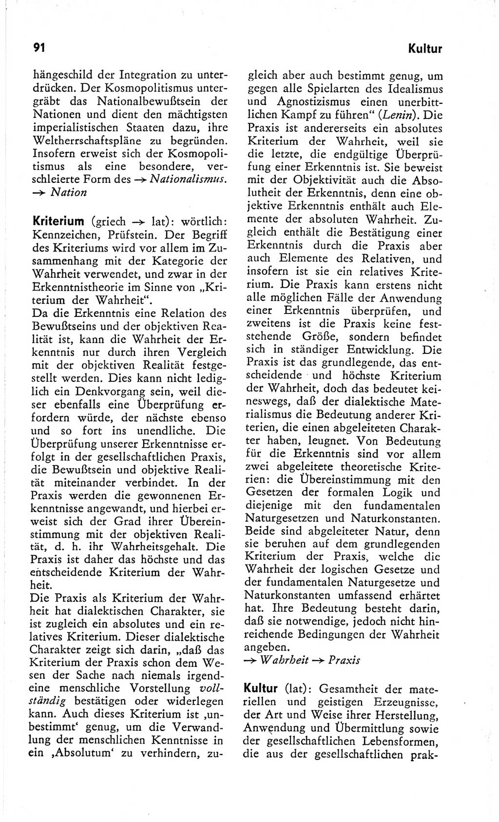 Kleines Wörterbuch der marxistisch-leninistischen Philosophie [Deutsche Demokratische Republik (DDR)] 1966, Seite 91 (Kl. Wb. ML Phil. DDR 1966, S. 91)