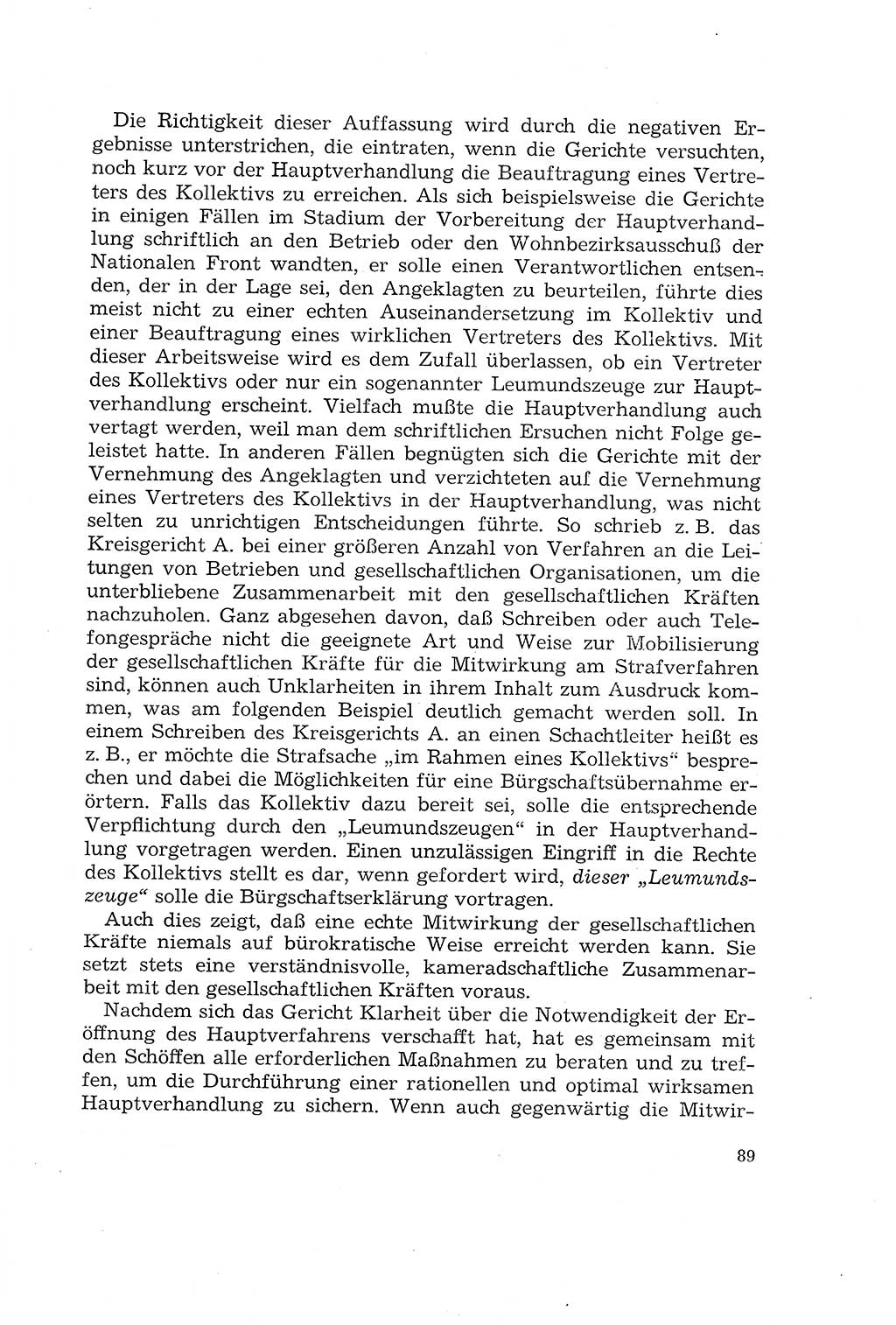 Die Mitwirkung der Werktätigen am Strafverfahren [Deutsche Demokratische Republik (DDR)] 1966, Seite 89 (Mitw. Str.-Verf. DDR 1966, S. 89)