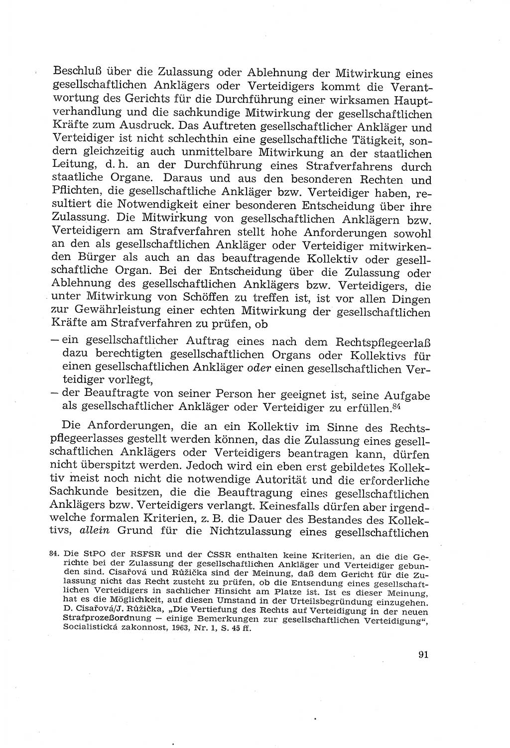 Die Mitwirkung der Werktätigen am Strafverfahren [Deutsche Demokratische Republik (DDR)] 1966, Seite 91 (Mitw. Str.-Verf. DDR 1966, S. 91)