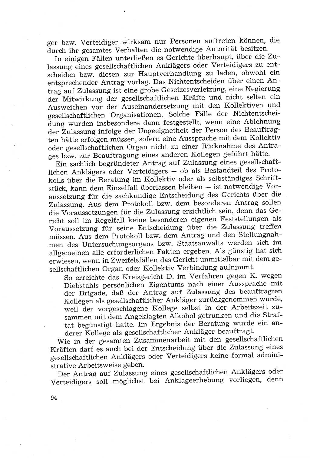 Die Mitwirkung der Werktätigen am Strafverfahren [Deutsche Demokratische Republik (DDR)] 1966, Seite 94 (Mitw. Str.-Verf. DDR 1966, S. 94)