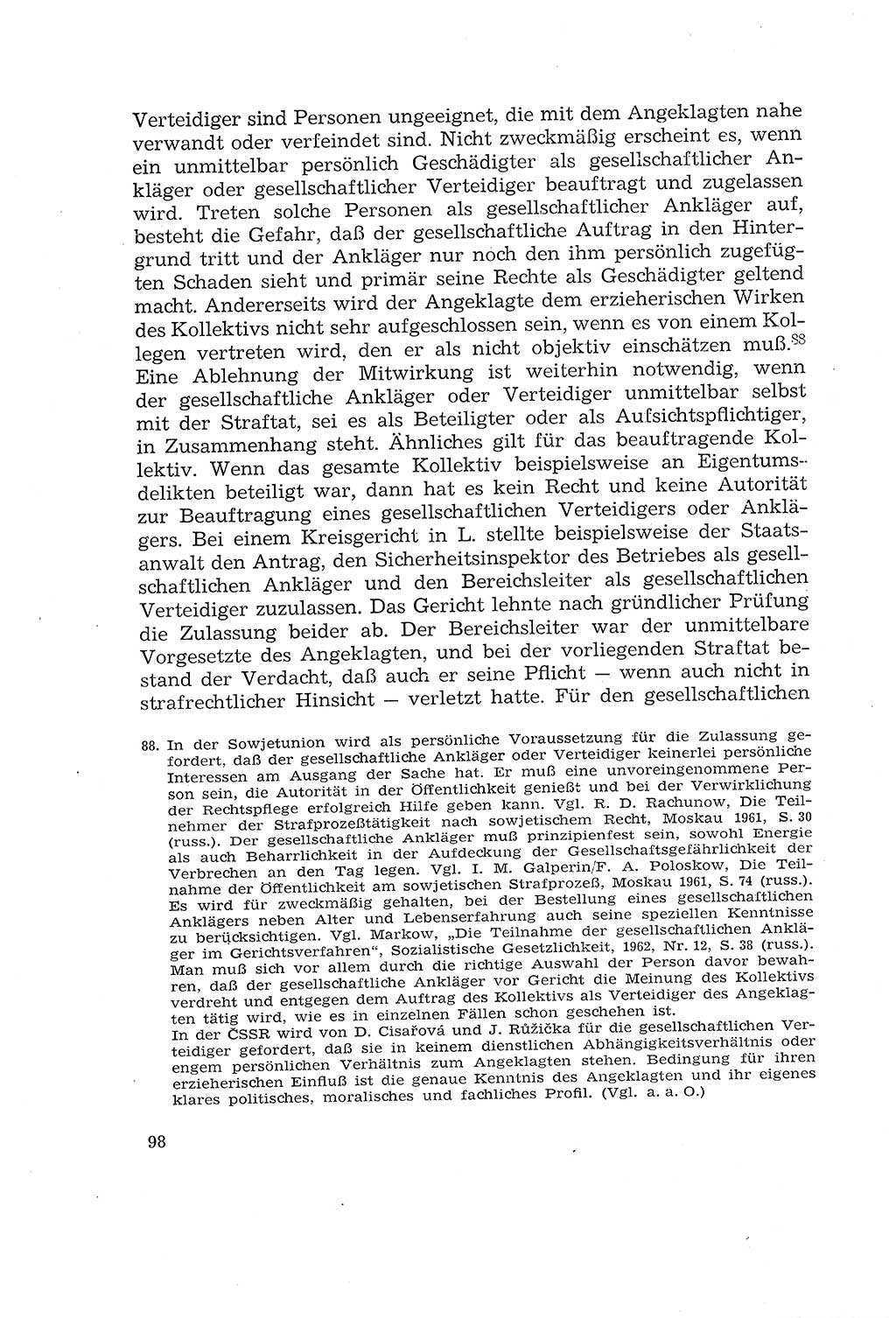 Die Mitwirkung der Werktätigen am Strafverfahren [Deutsche Demokratische Republik (DDR)] 1966, Seite 98 (Mitw. Str.-Verf. DDR 1966, S. 98)