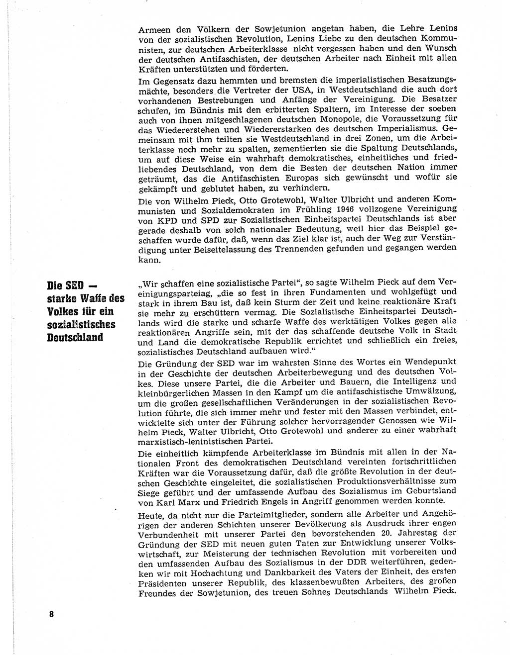 Neuer Weg (NW), Organ des Zentralkomitees (ZK) der SED (Sozialistische Einheitspartei Deutschlands) für Fragen des Parteilebens, 21. Jahrgang [Deutsche Demokratische Republik (DDR)] 1966, Seite 8 (NW ZK SED DDR 1966, S. 8)
