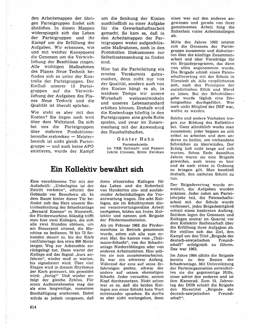 Neuer Weg (NW), Organ des Zentralkomitees (ZK) der SED (Sozialistische Einheitspartei Deutschlands) für Fragen des Parteilebens, 21. Jahrgang [Deutsche Demokratische Republik (DDR)] 1966, Seite 614 (NW ZK SED DDR 1966, S. 614)