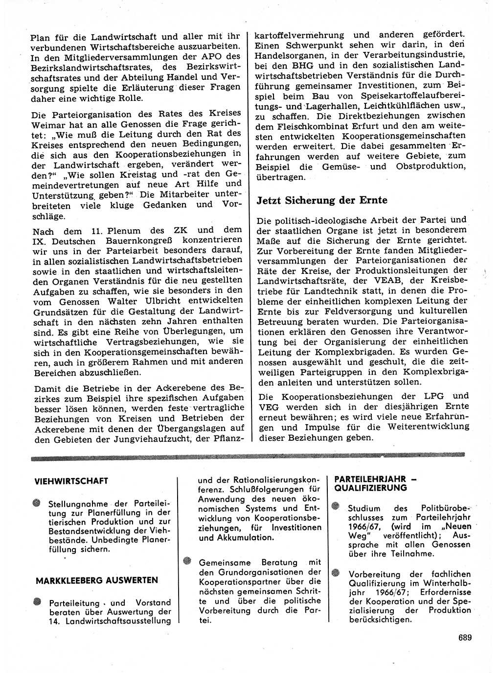 Neuer Weg (NW), Organ des Zentralkomitees (ZK) der SED (Sozialistische Einheitspartei Deutschlands) für Fragen des Parteilebens, 21. Jahrgang [Deutsche Demokratische Republik (DDR)] 1966, Seite 689 (NW ZK SED DDR 1966, S. 689)