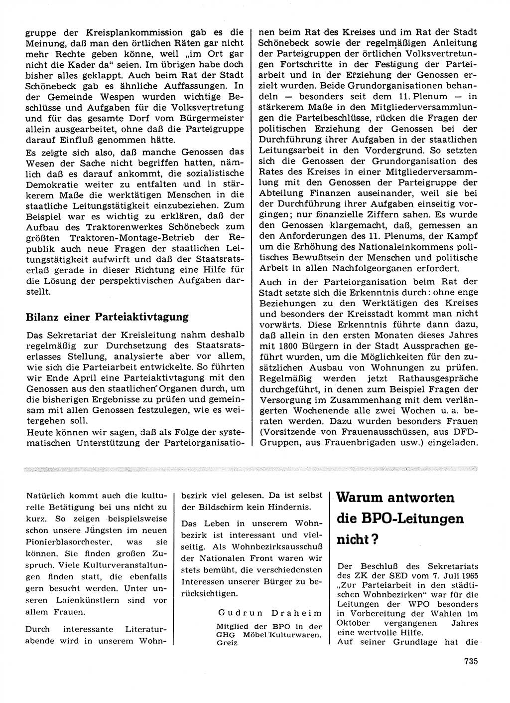 Neuer Weg (NW), Organ des Zentralkomitees (ZK) der SED (Sozialistische Einheitspartei Deutschlands) für Fragen des Parteilebens, 21. Jahrgang [Deutsche Demokratische Republik (DDR)] 1966, Seite 735 (NW ZK SED DDR 1966, S. 735)