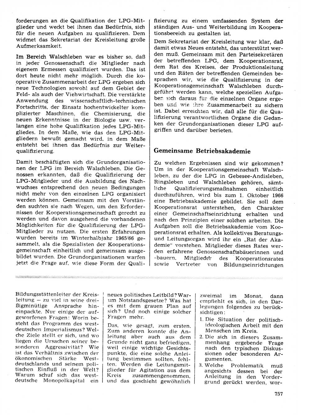 Neuer Weg (NW), Organ des Zentralkomitees (ZK) der SED (Sozialistische Einheitspartei Deutschlands) für Fragen des Parteilebens, 21. Jahrgang [Deutsche Demokratische Republik (DDR)] 1966, Seite 757 (NW ZK SED DDR 1966, S. 757)