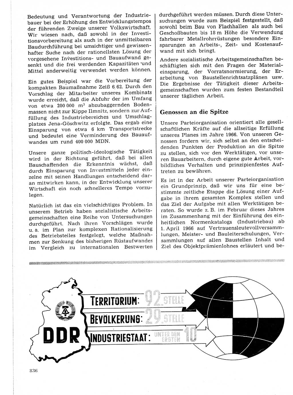 Neuer Weg (NW), Organ des Zentralkomitees (ZK) der SED (Sozialistische Einheitspartei Deutschlands) für Fragen des Parteilebens, 21. Jahrgang [Deutsche Demokratische Republik (DDR)] 1966, Seite 836 (NW ZK SED DDR 1966, S. 836)