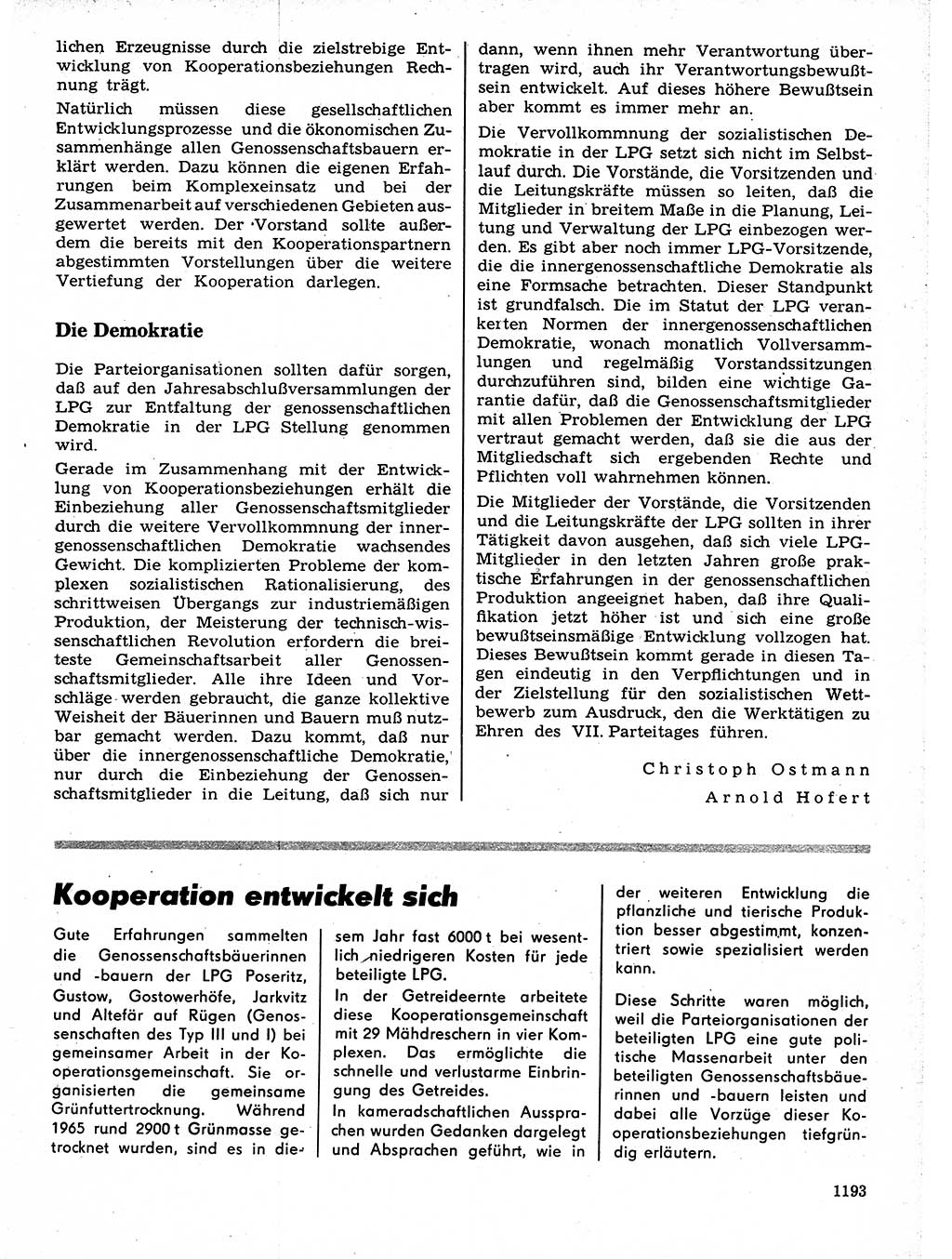 Neuer Weg (NW), Organ des Zentralkomitees (ZK) der SED (Sozialistische Einheitspartei Deutschlands) für Fragen des Parteilebens, 21. Jahrgang [Deutsche Demokratische Republik (DDR)] 1966, Seite 1193 (NW ZK SED DDR 1966, S. 1193)