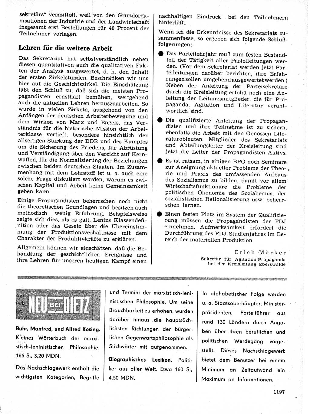 Neuer Weg (NW), Organ des Zentralkomitees (ZK) der SED (Sozialistische Einheitspartei Deutschlands) für Fragen des Parteilebens, 21. Jahrgang [Deutsche Demokratische Republik (DDR)] 1966, Seite 1197 (NW ZK SED DDR 1966, S. 1197)