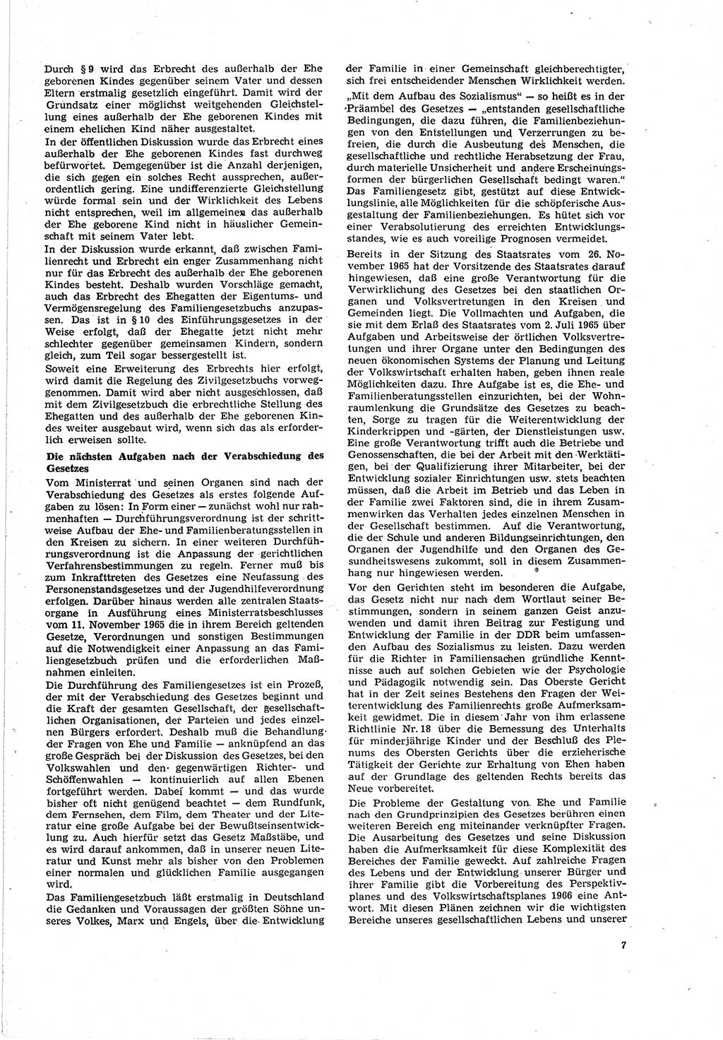 Neue Justiz (NJ), Zeitschrift für Recht und Rechtswissenschaft [Deutsche Demokratische Republik (DDR)], 20. Jahrgang 1966, Seite 7 (NJ DDR 1966, S. 7)