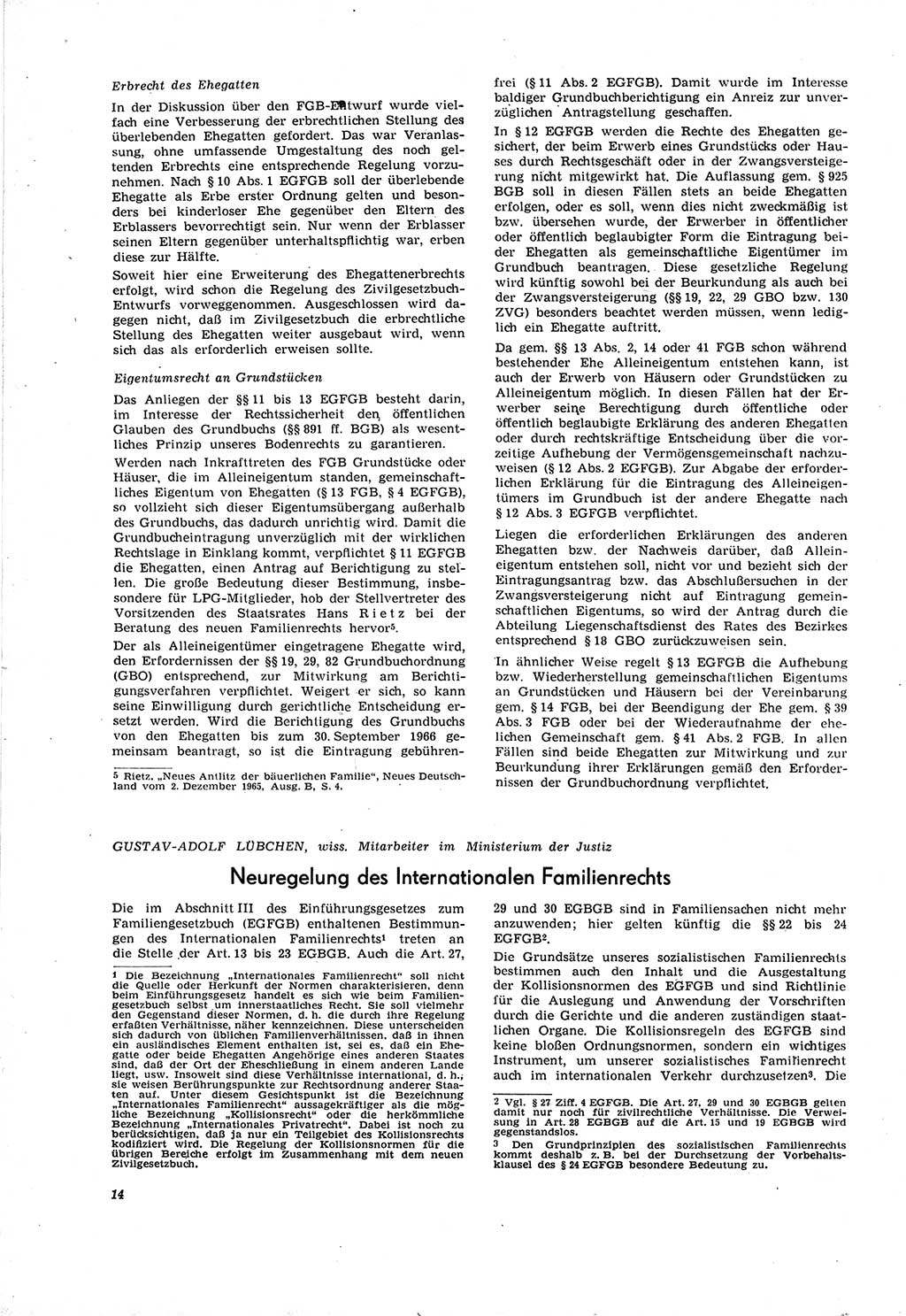 Neue Justiz (NJ), Zeitschrift für Recht und Rechtswissenschaft [Deutsche Demokratische Republik (DDR)], 20. Jahrgang 1966, Seite 14 (NJ DDR 1966, S. 14)