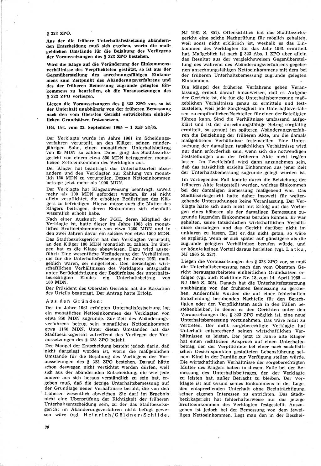 Neue Justiz (NJ), Zeitschrift für Recht und Rechtswissenschaft [Deutsche Demokratische Republik (DDR)], 20. Jahrgang 1966, Seite 30 (NJ DDR 1966, S. 30)
