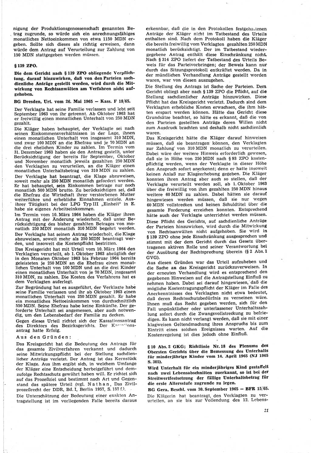 Neue Justiz (NJ), Zeitschrift für Recht und Rechtswissenschaft [Deutsche Demokratische Republik (DDR)], 20. Jahrgang 1966, Seite 31 (NJ DDR 1966, S. 31)