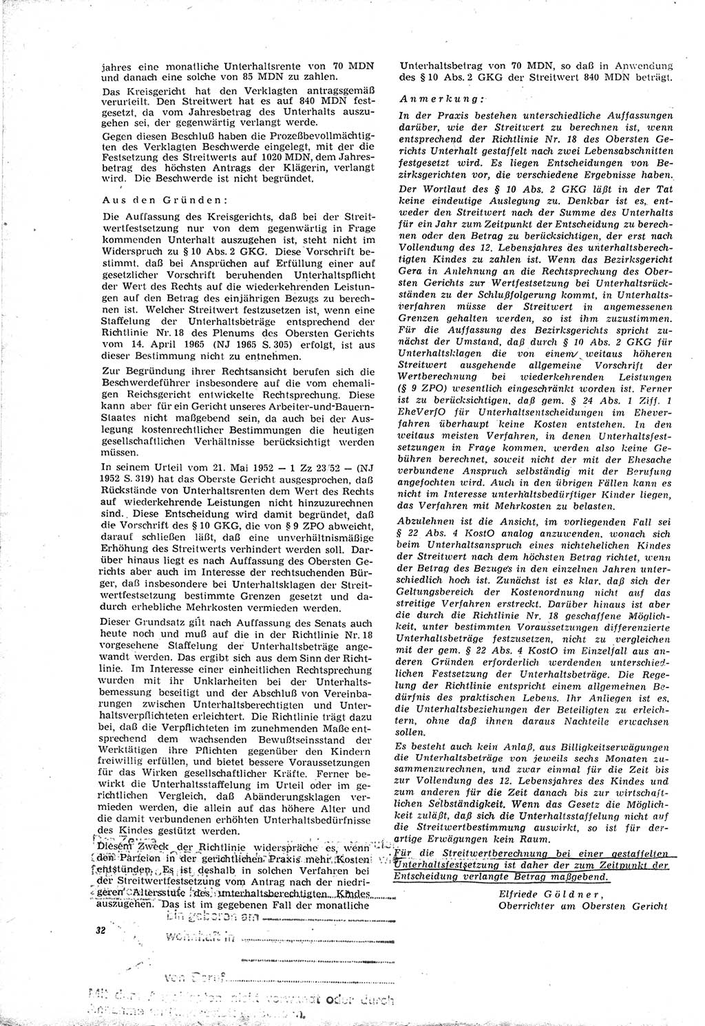 Neue Justiz (NJ), Zeitschrift für Recht und Rechtswissenschaft [Deutsche Demokratische Republik (DDR)], 20. Jahrgang 1966, Seite 32 (NJ DDR 1966, S. 32)