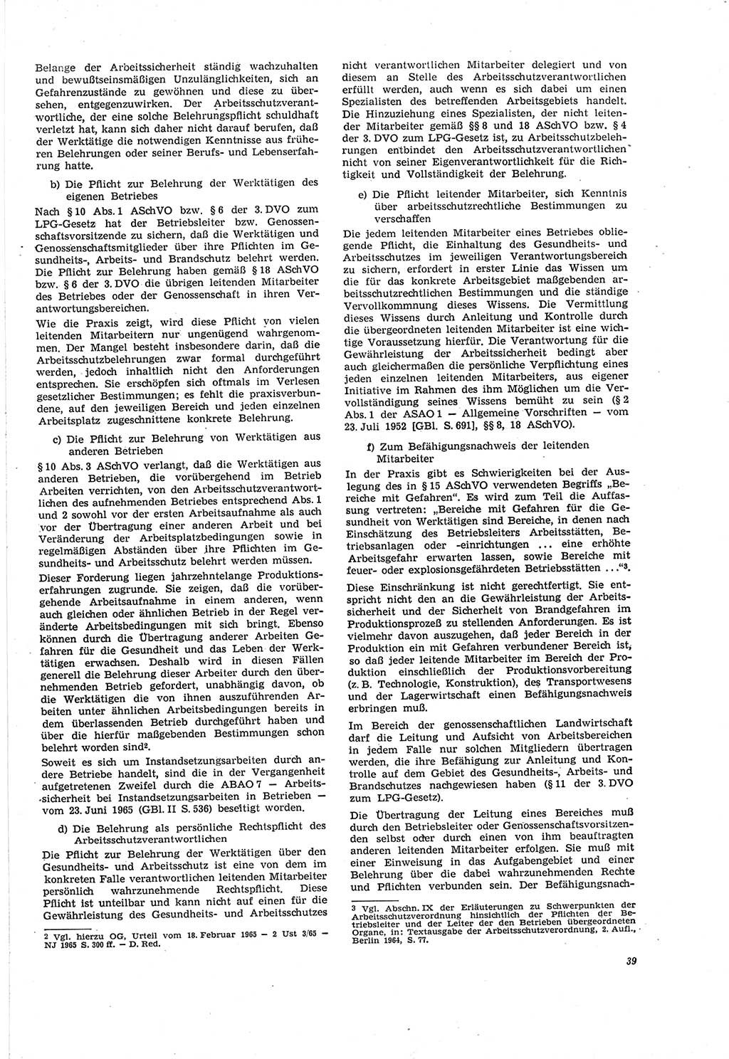 Neue Justiz (NJ), Zeitschrift für Recht und Rechtswissenschaft [Deutsche Demokratische Republik (DDR)], 20. Jahrgang 1966, Seite 39 (NJ DDR 1966, S. 39)