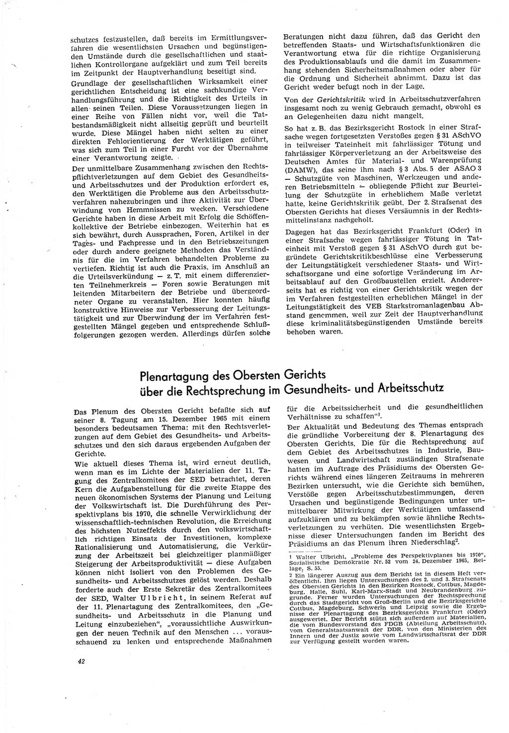 Neue Justiz (NJ), Zeitschrift für Recht und Rechtswissenschaft [Deutsche Demokratische Republik (DDR)], 20. Jahrgang 1966, Seite 42 (NJ DDR 1966, S. 42)