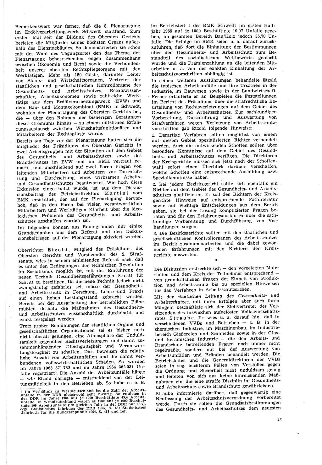 Neue Justiz (NJ), Zeitschrift für Recht und Rechtswissenschaft [Deutsche Demokratische Republik (DDR)], 20. Jahrgang 1966, Seite 43 (NJ DDR 1966, S. 43)