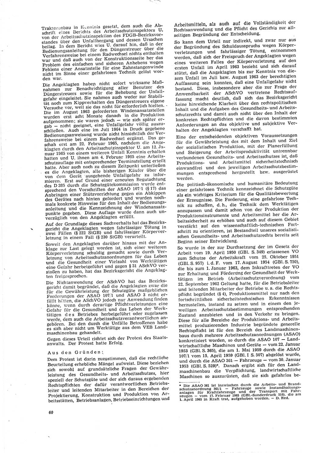 Neue Justiz (NJ), Zeitschrift für Recht und Rechtswissenschaft [Deutsche Demokratische Republik (DDR)], 20. Jahrgang 1966, Seite 60 (NJ DDR 1966, S. 60)