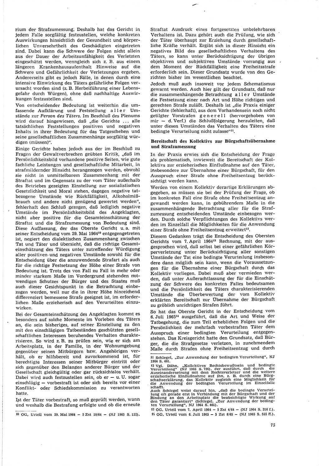 Neue Justiz (NJ), Zeitschrift für Recht und Rechtswissenschaft [Deutsche Demokratische Republik (DDR)], 20. Jahrgang 1966, Seite 75 (NJ DDR 1966, S. 75)