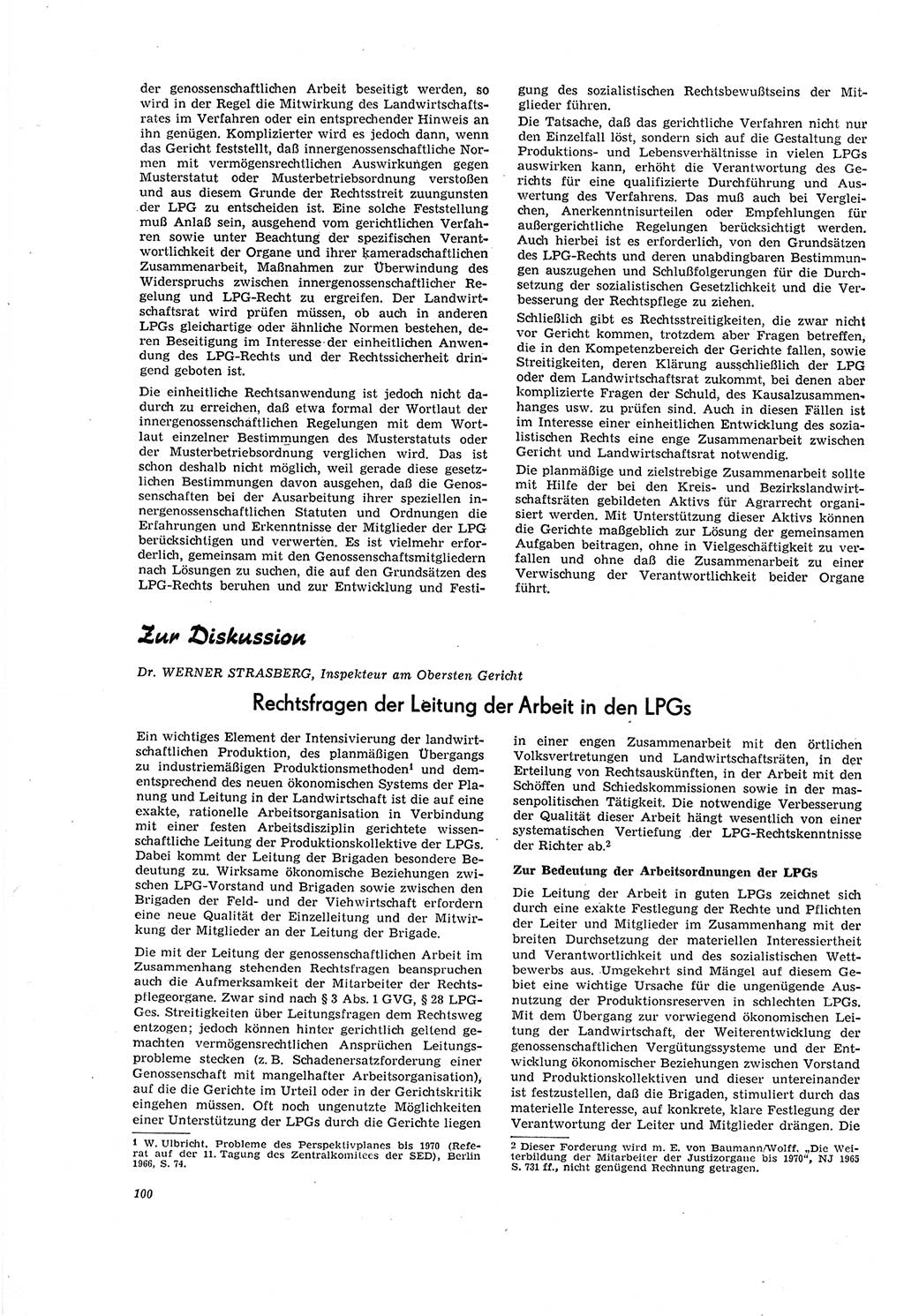 Neue Justiz (NJ), Zeitschrift für Recht und Rechtswissenschaft [Deutsche Demokratische Republik (DDR)], 20. Jahrgang 1966, Seite 100 (NJ DDR 1966, S. 100)