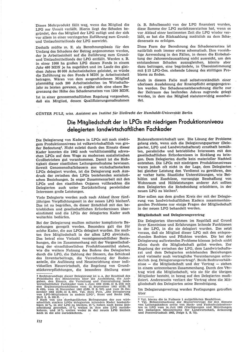 Neue Justiz (NJ), Zeitschrift für Recht und Rechtswissenschaft [Deutsche Demokratische Republik (DDR)], 20. Jahrgang 1966, Seite 112 (NJ DDR 1966, S. 112)