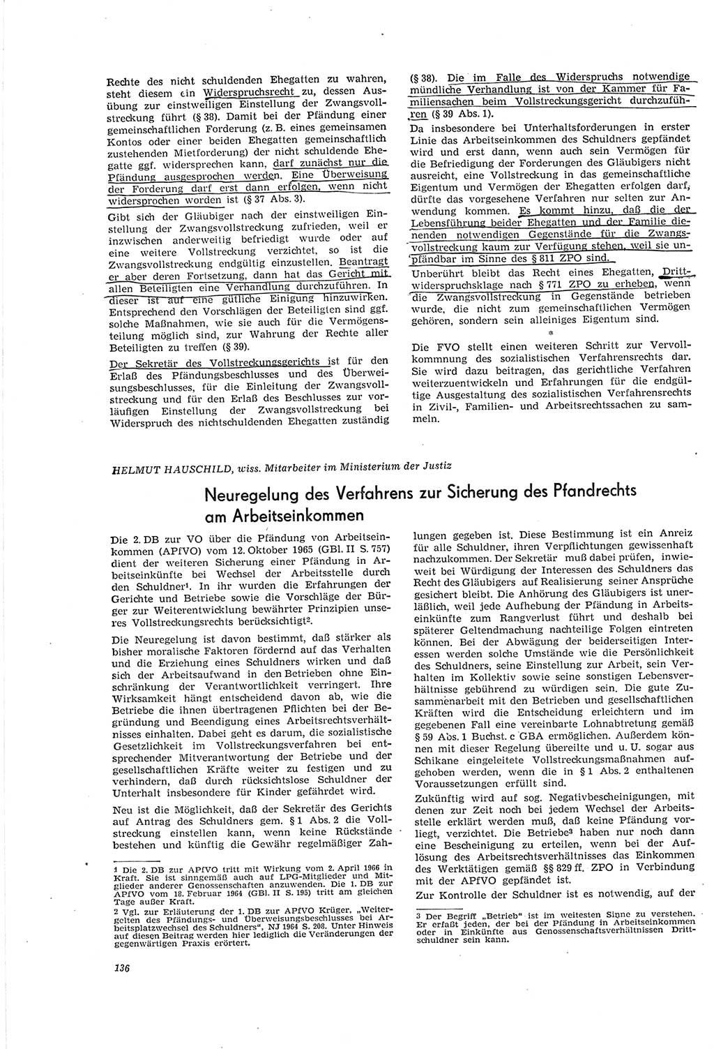 Neue Justiz (NJ), Zeitschrift für Recht und Rechtswissenschaft [Deutsche Demokratische Republik (DDR)], 20. Jahrgang 1966, Seite 136 (NJ DDR 1966, S. 136)