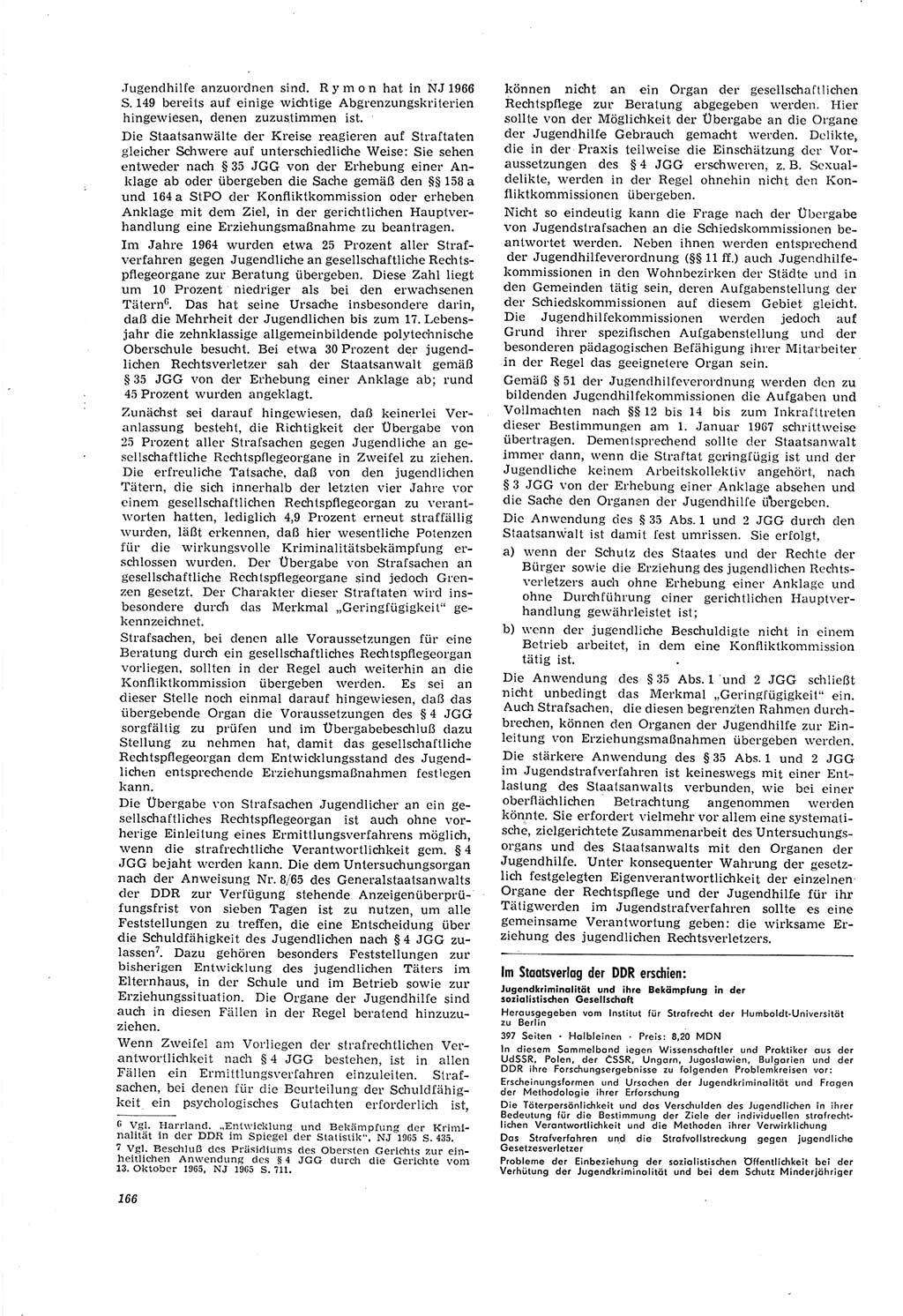 Neue Justiz (NJ), Zeitschrift für Recht und Rechtswissenschaft [Deutsche Demokratische Republik (DDR)], 20. Jahrgang 1966, Seite 166 (NJ DDR 1966, S. 166)