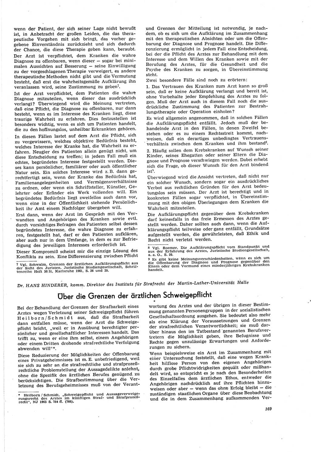 Neue Justiz (NJ), Zeitschrift für Recht und Rechtswissenschaft [Deutsche Demokratische Republik (DDR)], 20. Jahrgang 1966, Seite 169 (NJ DDR 1966, S. 169)