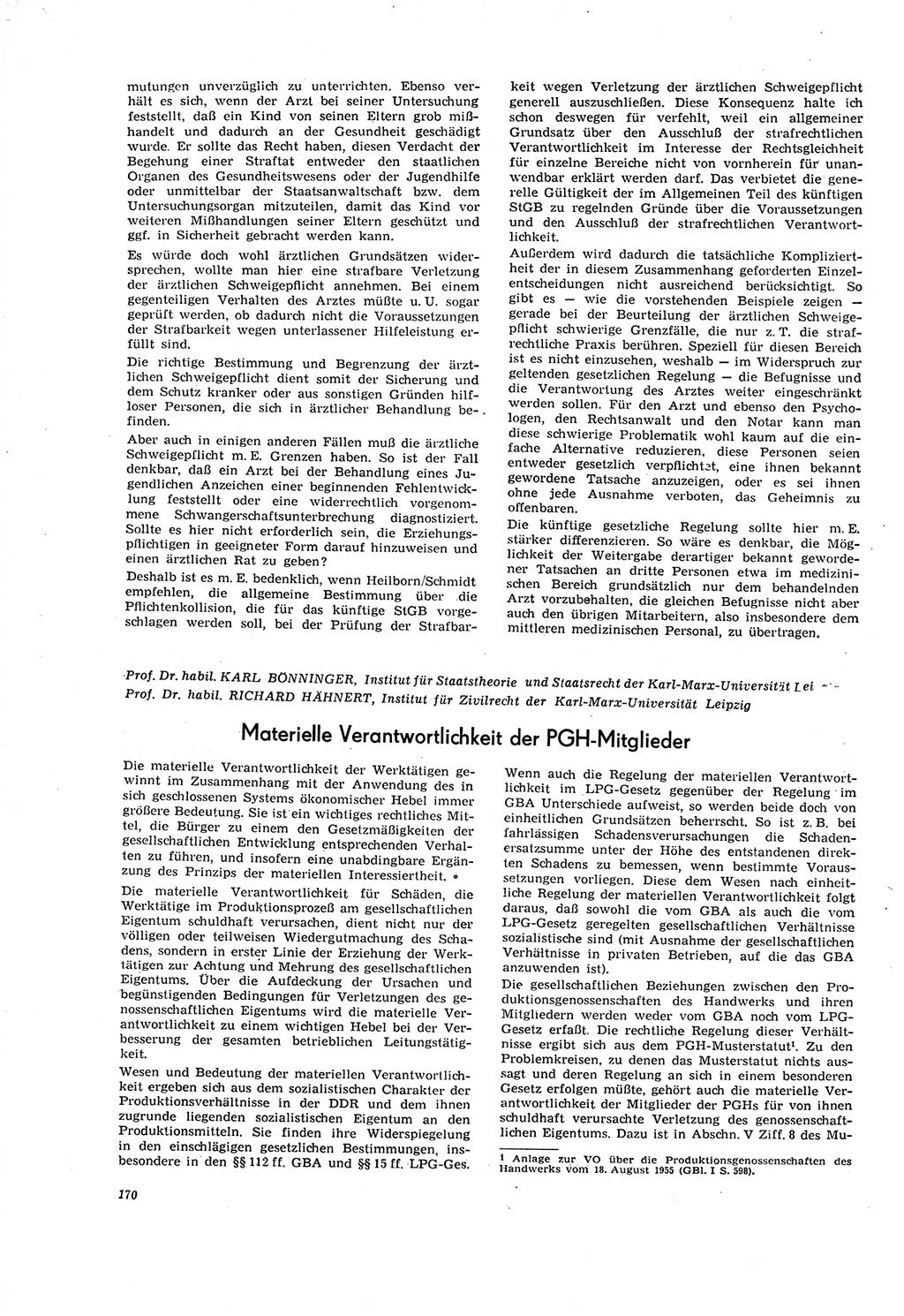 Neue Justiz (NJ), Zeitschrift für Recht und Rechtswissenschaft [Deutsche Demokratische Republik (DDR)], 20. Jahrgang 1966, Seite 170 (NJ DDR 1966, S. 170)