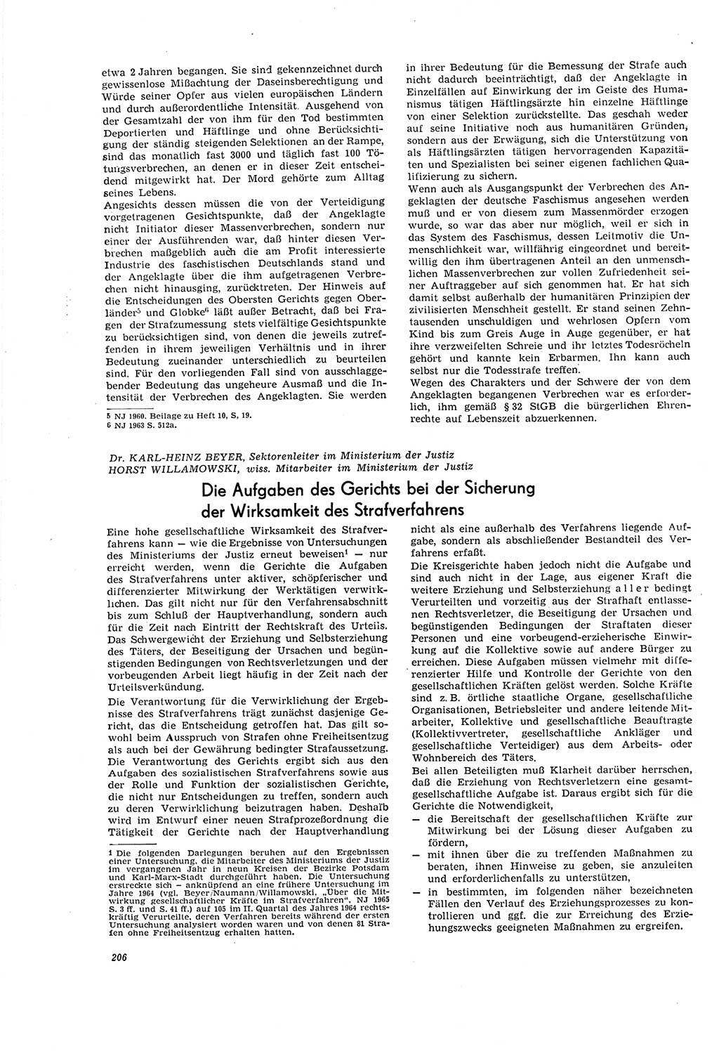 Neue Justiz (NJ), Zeitschrift für Recht und Rechtswissenschaft [Deutsche Demokratische Republik (DDR)], 20. Jahrgang 1966, Seite 206 (NJ DDR 1966, S. 206)