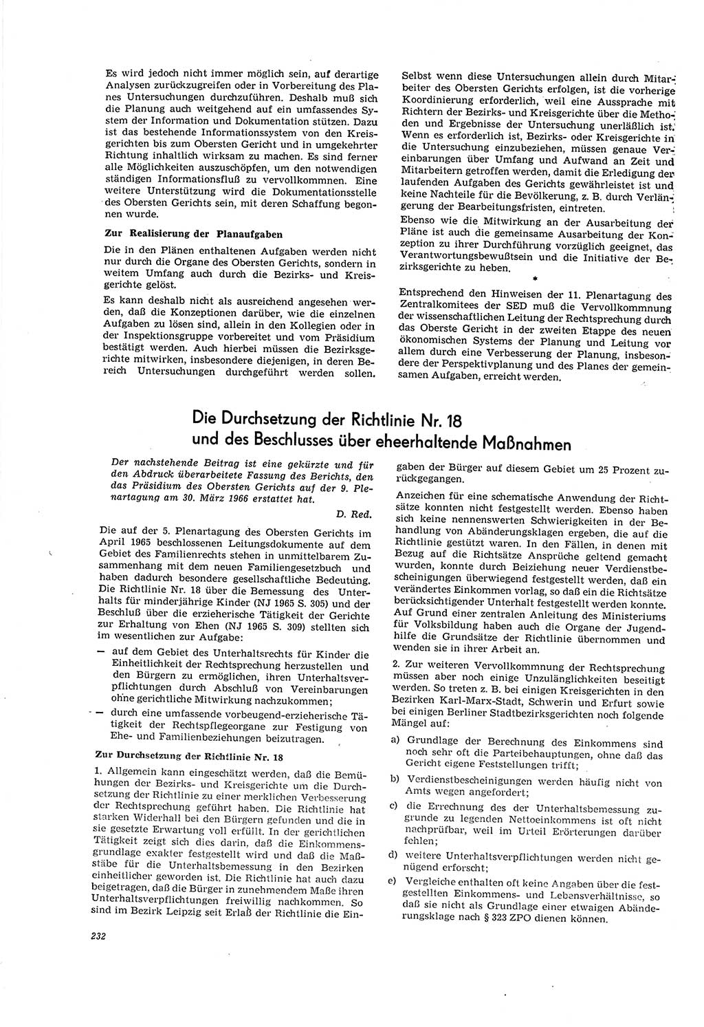 Neue Justiz (NJ), Zeitschrift für Recht und Rechtswissenschaft [Deutsche Demokratische Republik (DDR)], 20. Jahrgang 1966, Seite 232 (NJ DDR 1966, S. 232)